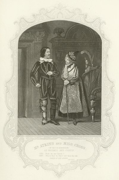 M. Atkins et Mlle Cross (du T R Birmingham) en tant que Grumio et Curtis, La Mégère apprivoisée - Joseph Kenny Meadows